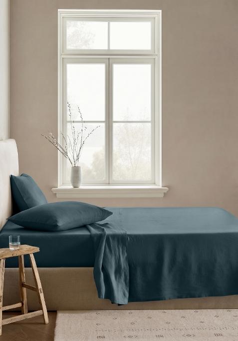 Aqua 100% Linen European Linen Sheet Set