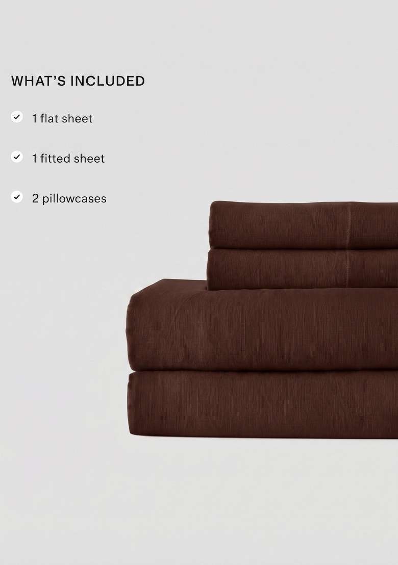 Coffee European Linen Sheet Set - Indya