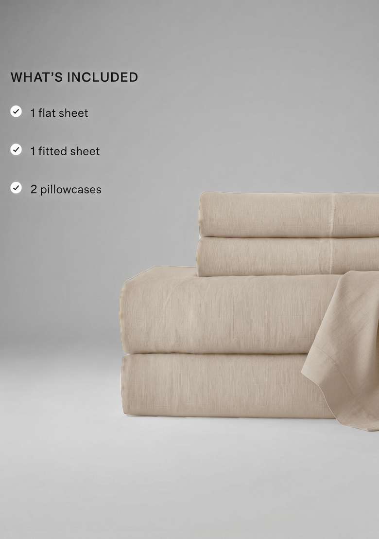 Tan European Linen Sheet Set - Indya