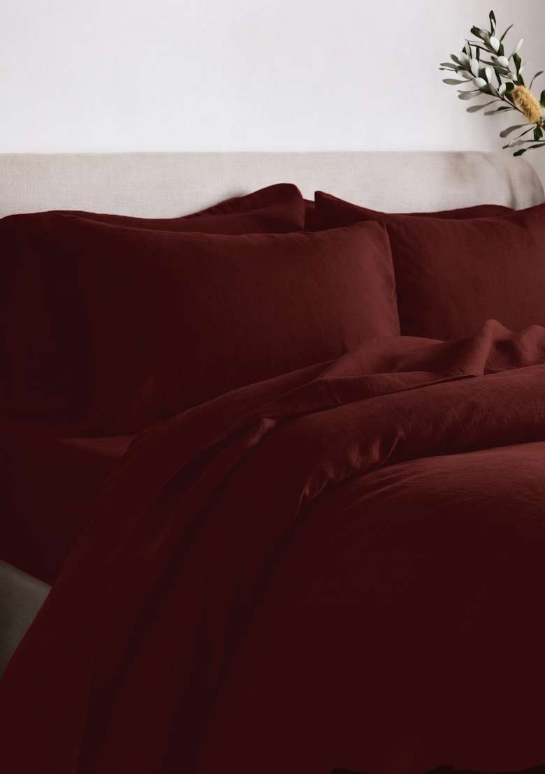 Berry European Linen Duvet Cover - Indya