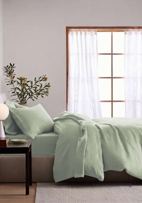 Olive 100% Linen European Linen Duvet Cover