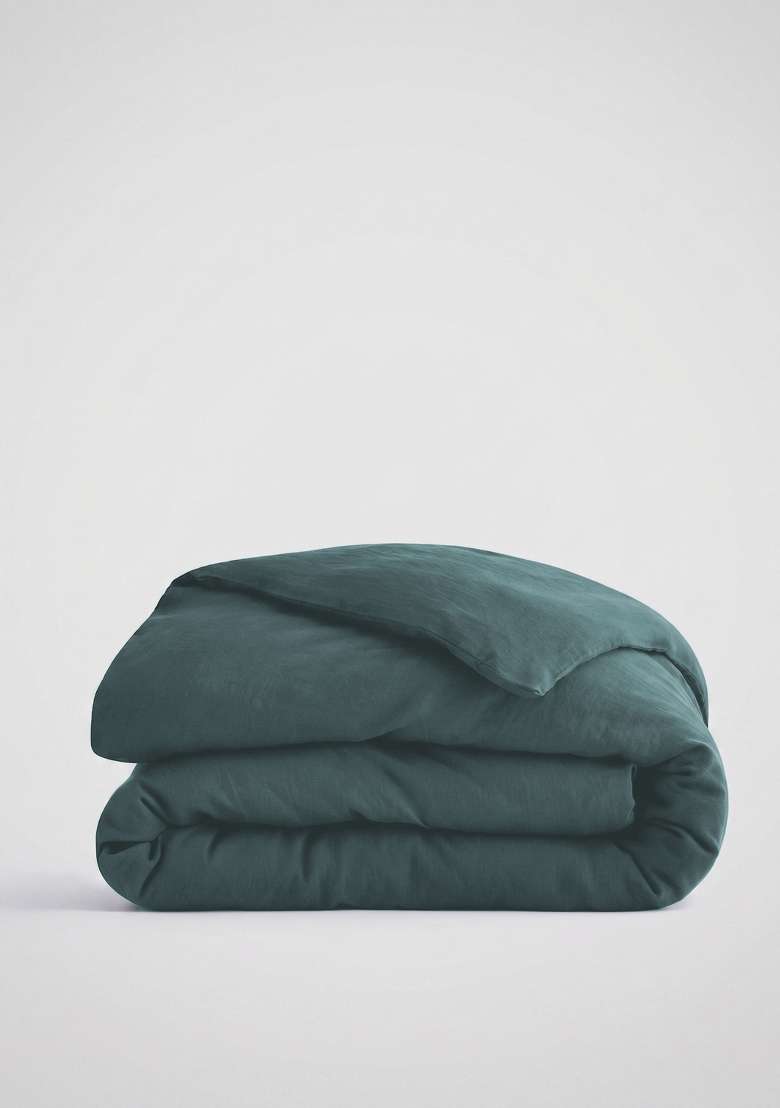 Aqua European Linen Duvet Cover - Indya