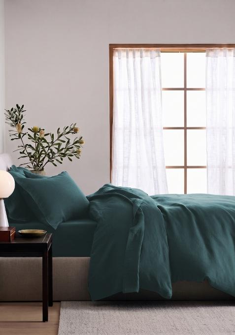 Aqua 100% Linen European Linen Duvet Cover