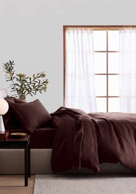 Coffee 100% Linen European Linen Duvet Cover