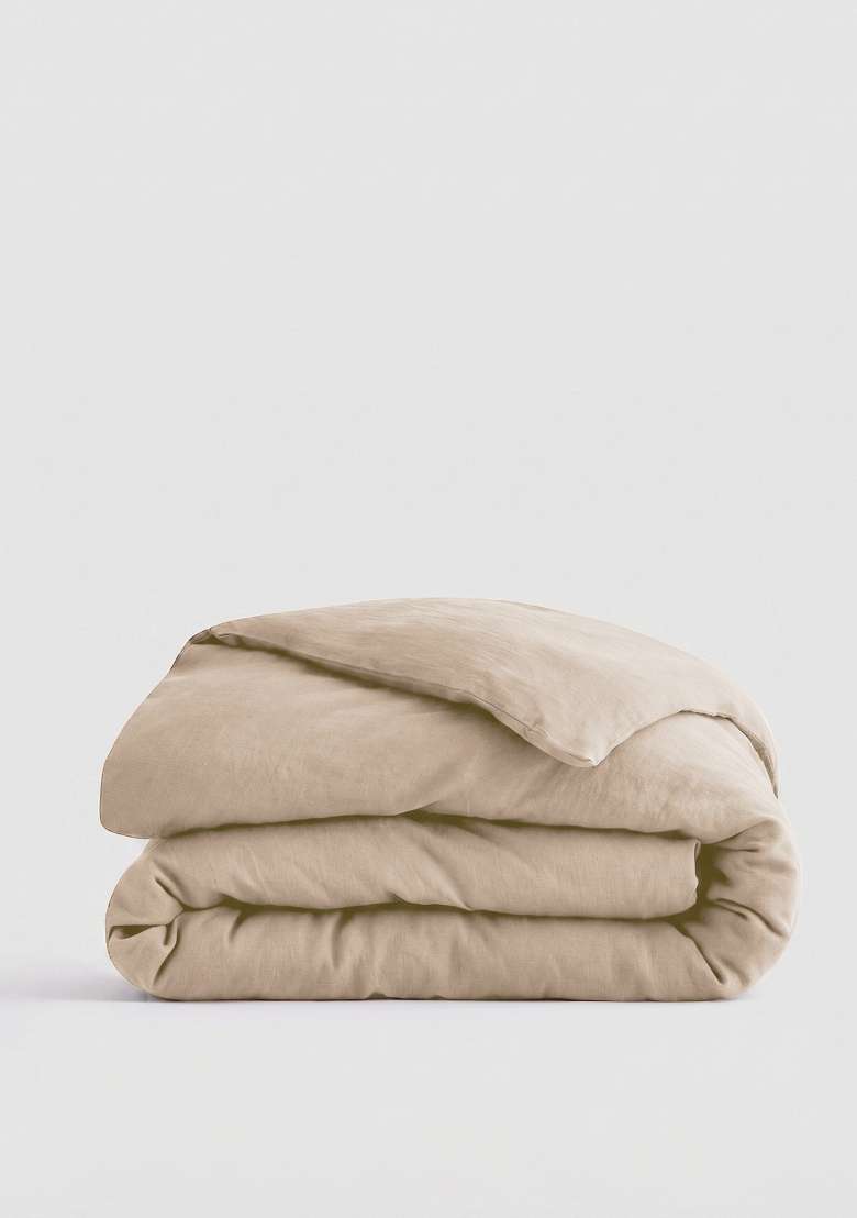 Tan European Linen Duvet Cover - Indya