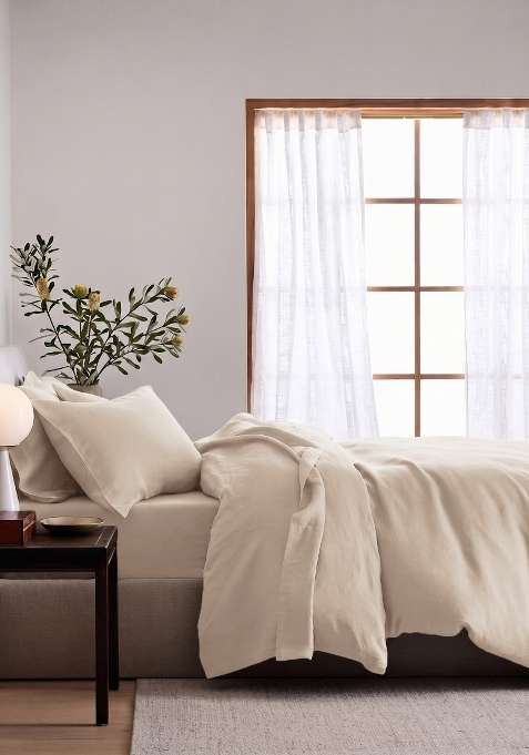 Tan 100% Linen European Linen Duvet Cover