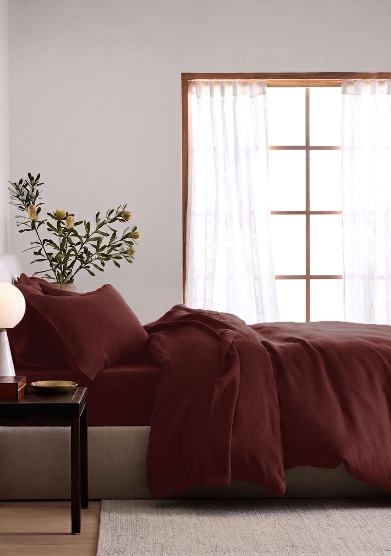 Berry European Linen Duvet Cover Set - Indya