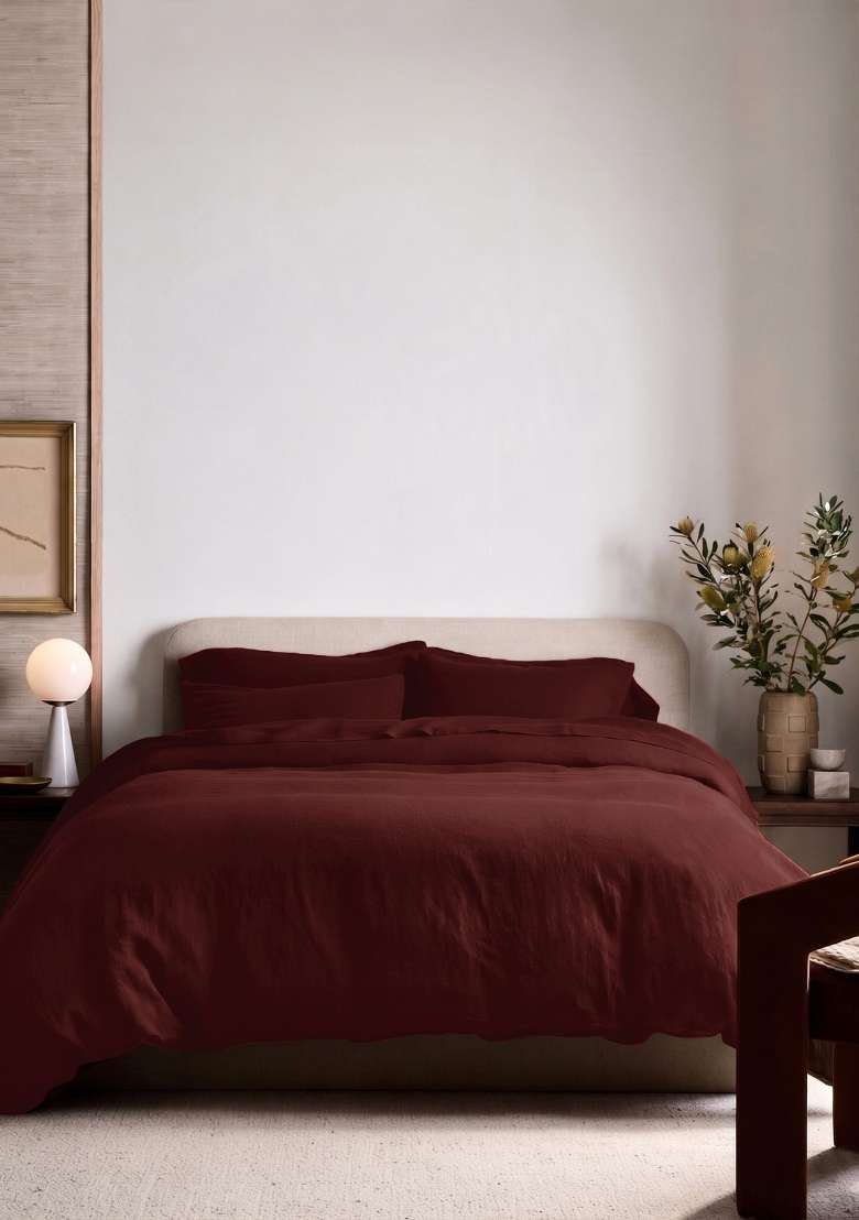 Berry European Linen Duvet Cover Set - Indya