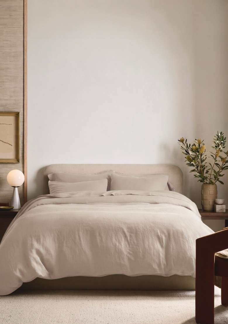 Tan European Linen Duvet Cover Set - Indya