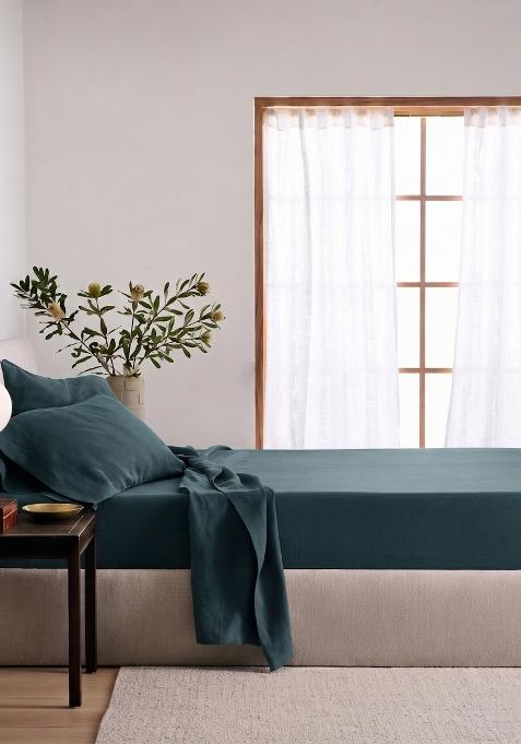 Aqua 100% Linen European Linen Pillow case Set
