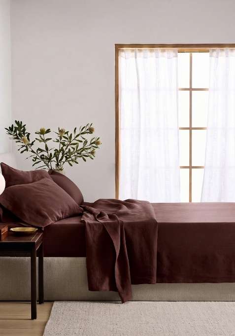 Coffee 100% Linen European Linen Pillow case Set
