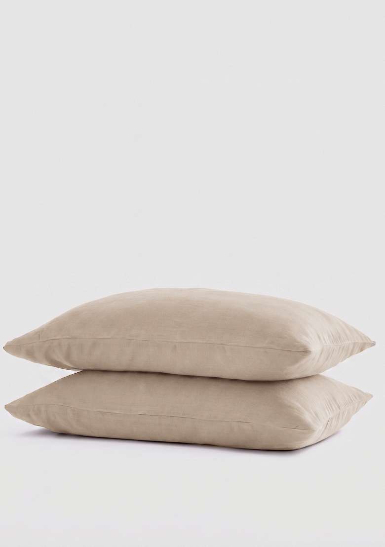Tan European Linen Pillow case Set - Indya