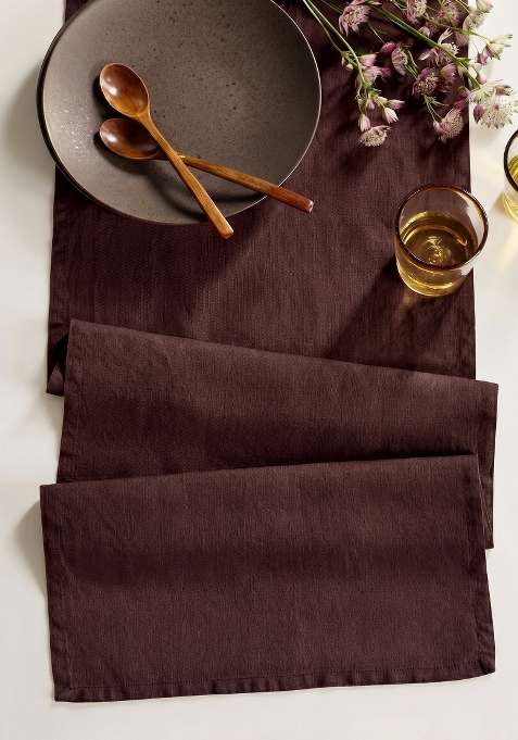 Coffee 100% Linen European Linen table runner