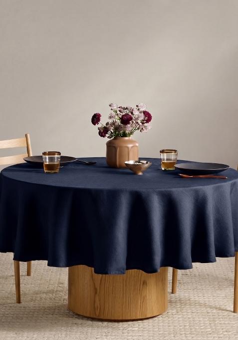 Navy 100% Linen European Linen table cover