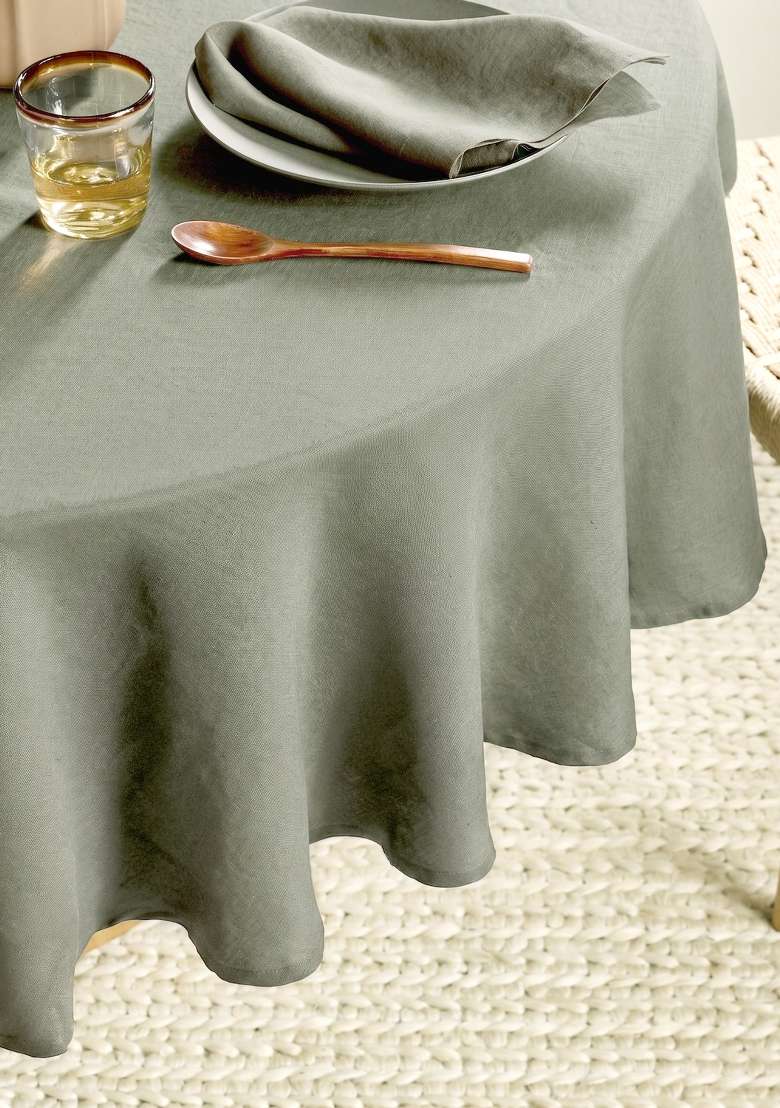 Olive European Linen table cover - Indya