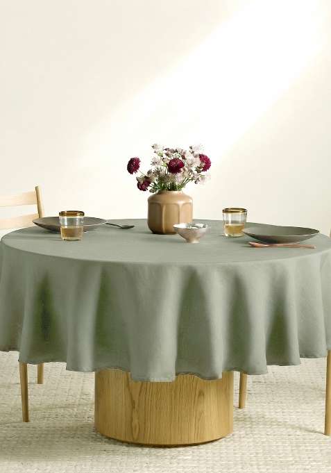 Olive 100% Linen European Linen table cover