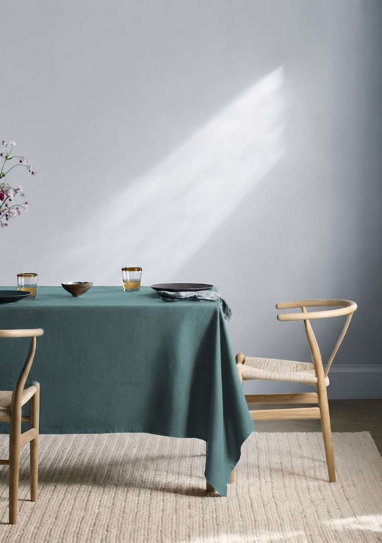 Aqua European Linen table cover - Indya
