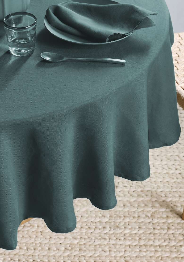Aqua European Linen table cover - Indya