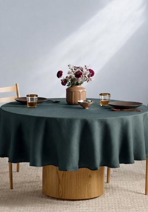 Aqua 100% Linen European Linen table cover