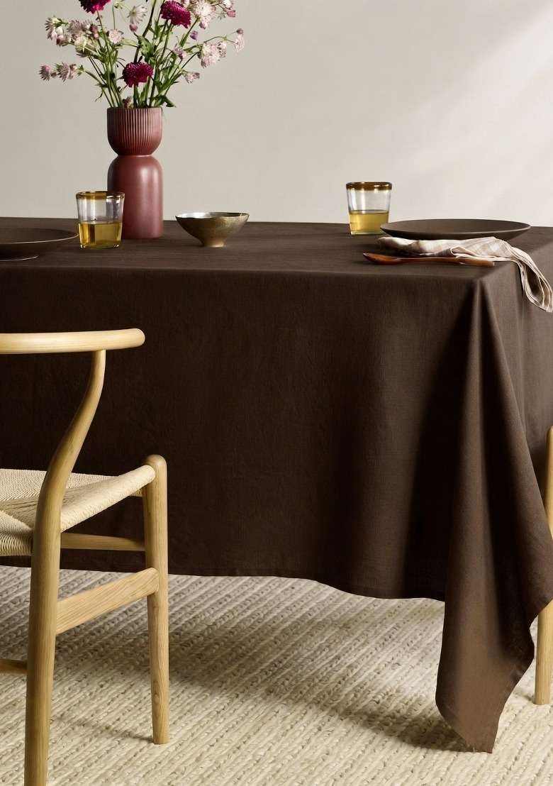 Coffee European Linen table cover - Indya