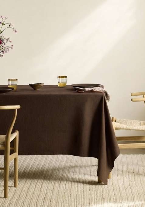 Coffee 100% Linen European Linen table cover