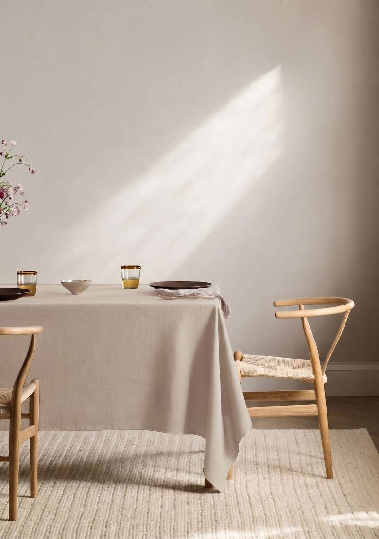 Tan European Linen table cover - Indya