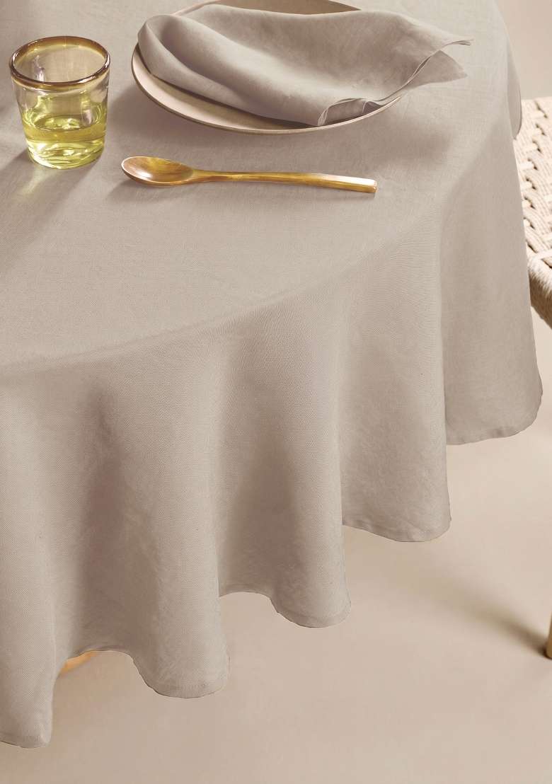 Tan European Linen table cover - Indya