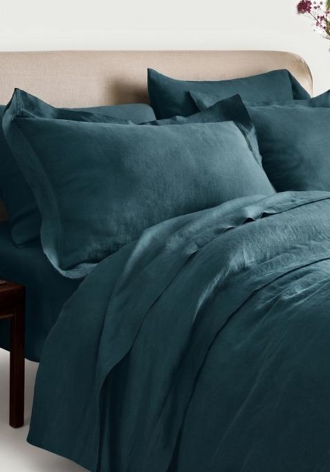 Aqua 100% Linen European Linen double flange duvet cover