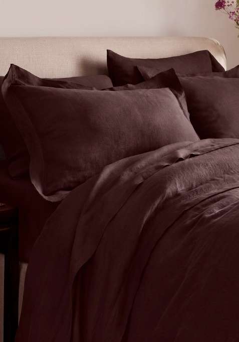 Coffee 100% Linen European Linen double flange duvet cover