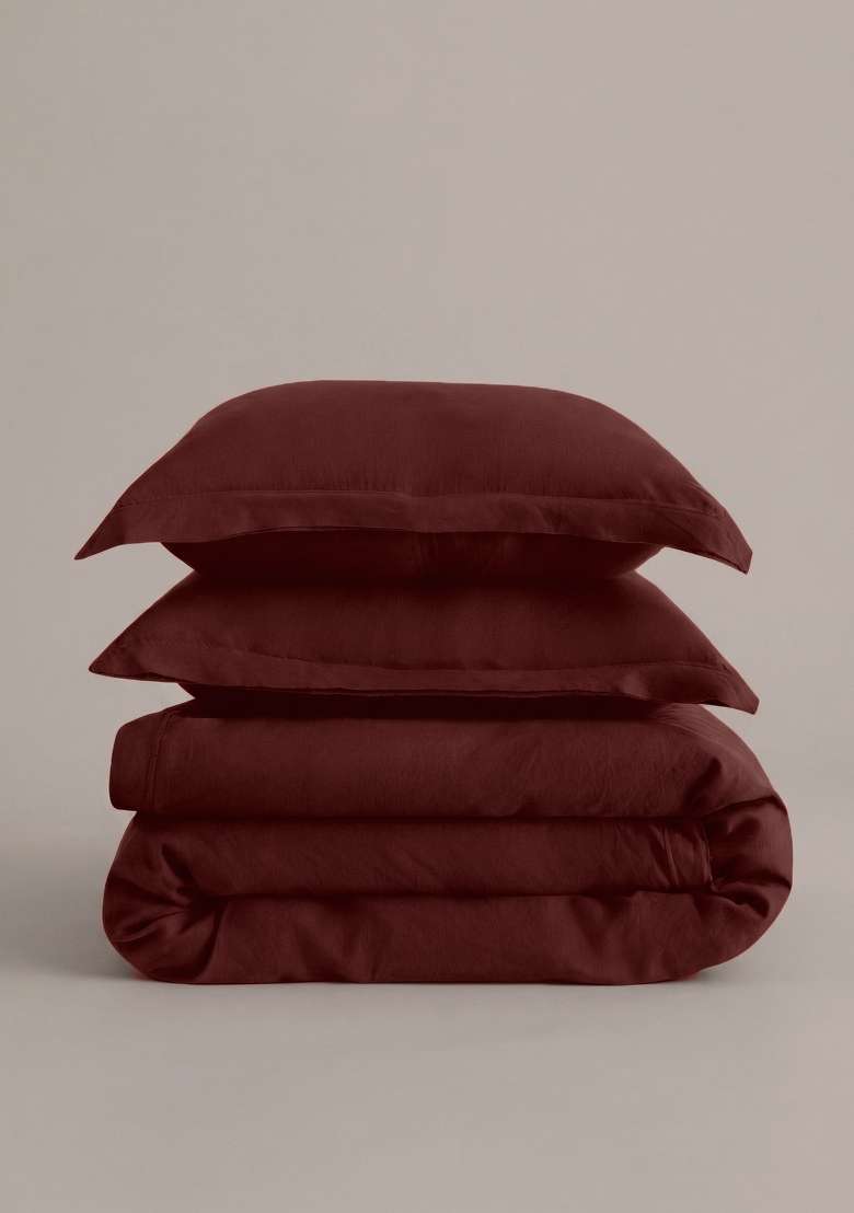 Berry European Linen double flange duvet cover set - Indya