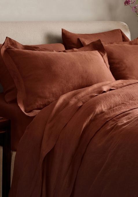 Berry 100% Linen European Linen double flange duvet cover set