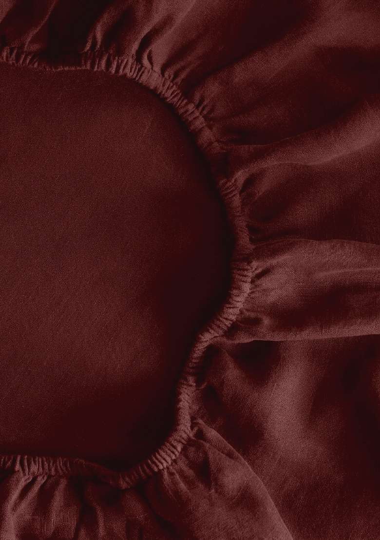 Berry European Linen Piped Duvet Cover Set - Indya