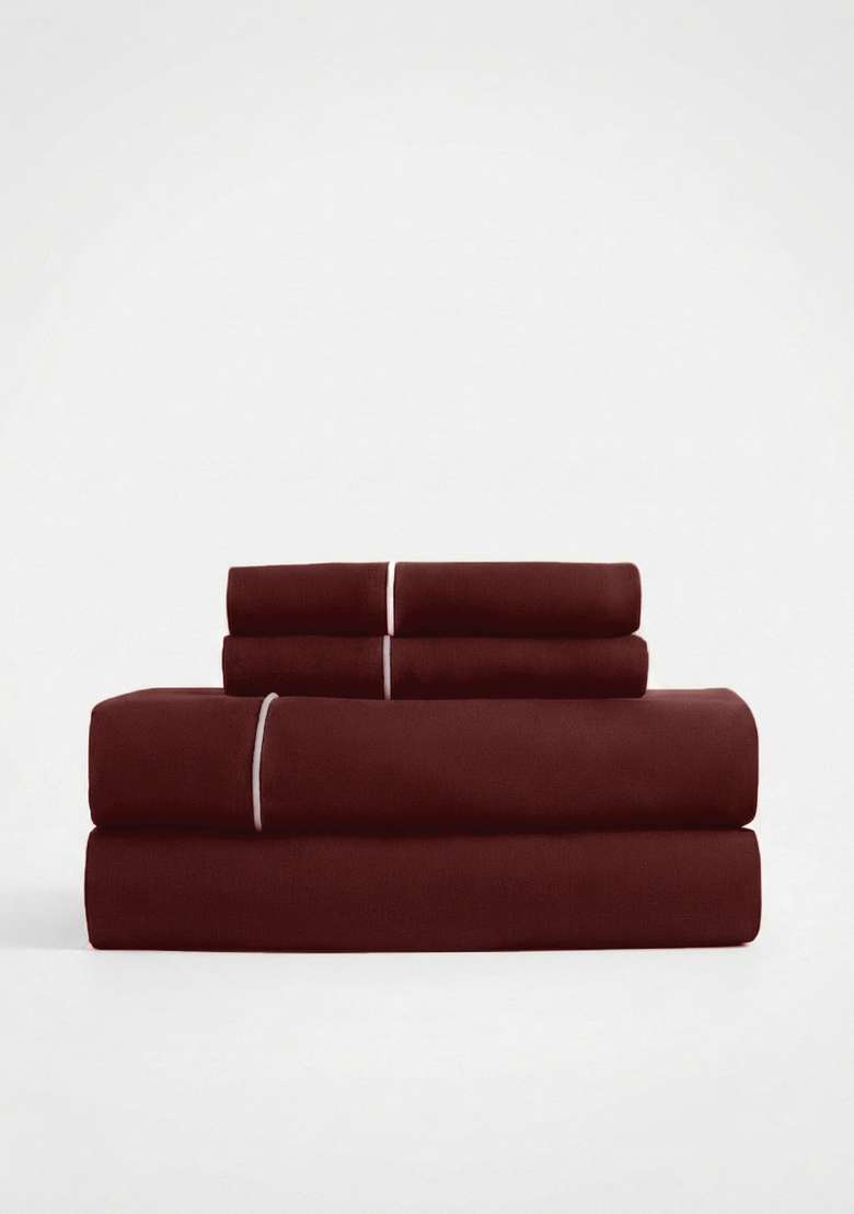 Berry European Linen Piped Sheet Set - Indya