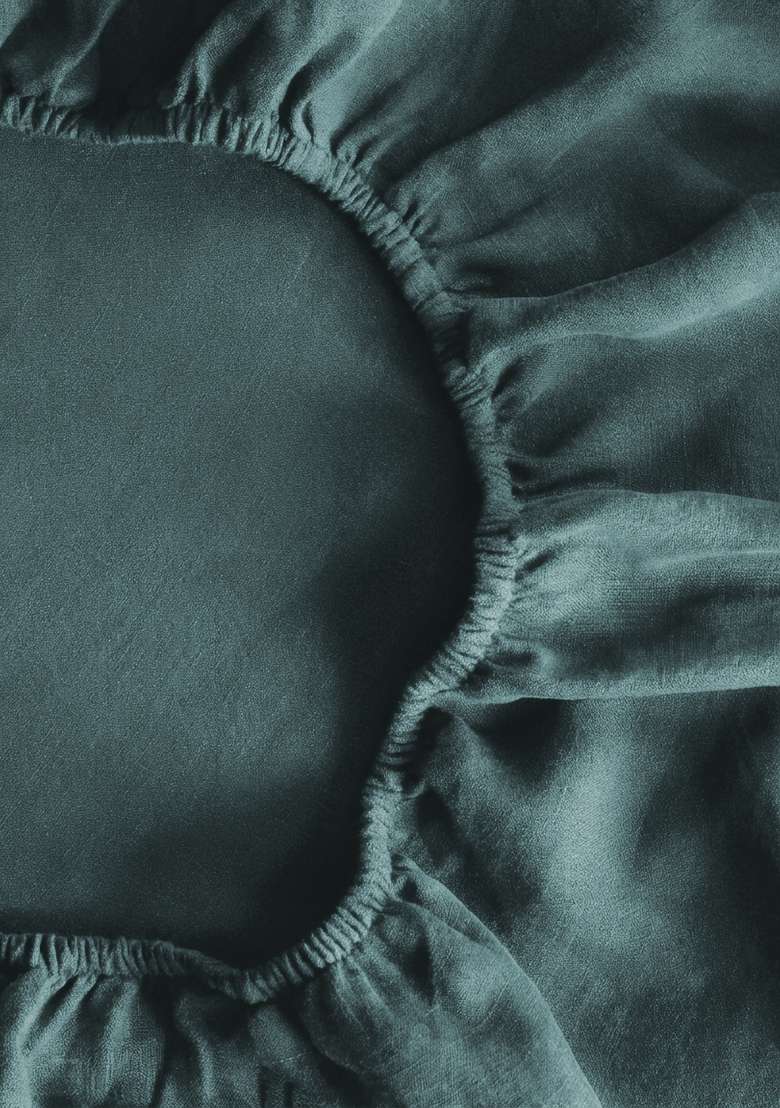 Aqua European Linen Piped Sheet Set - Indya