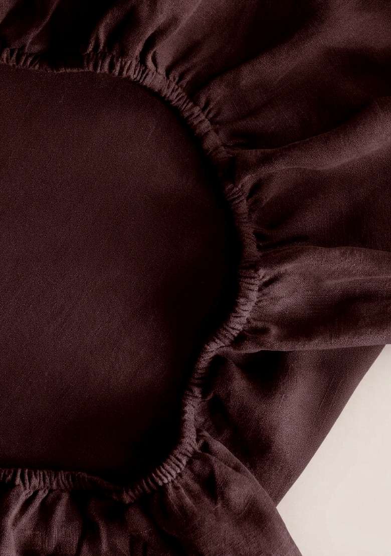 Coffee European Linen Piped Sheet Set - Indya