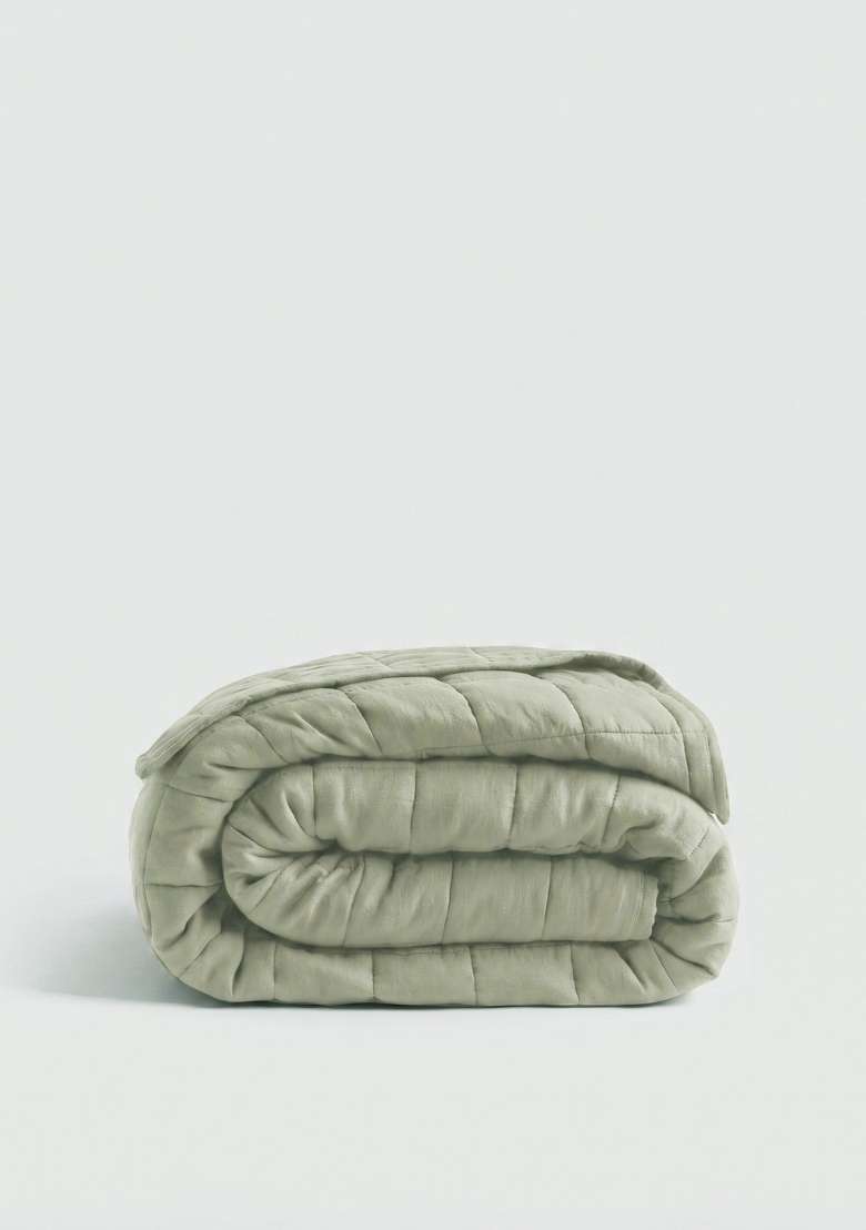 Olive European Linen Quilt - Indya