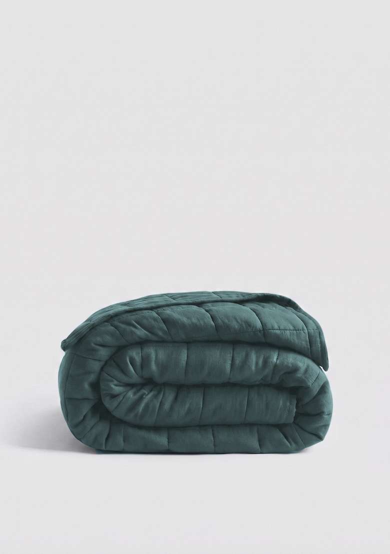 Aqua European Linen Quilt - Indya