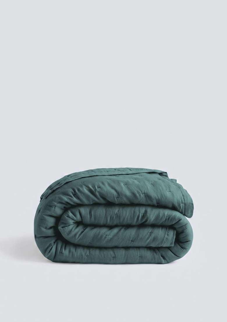 Aqua European Linen dream quilt - Indya