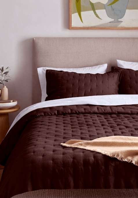 Coffee 100% Linen European Linen dream quilt