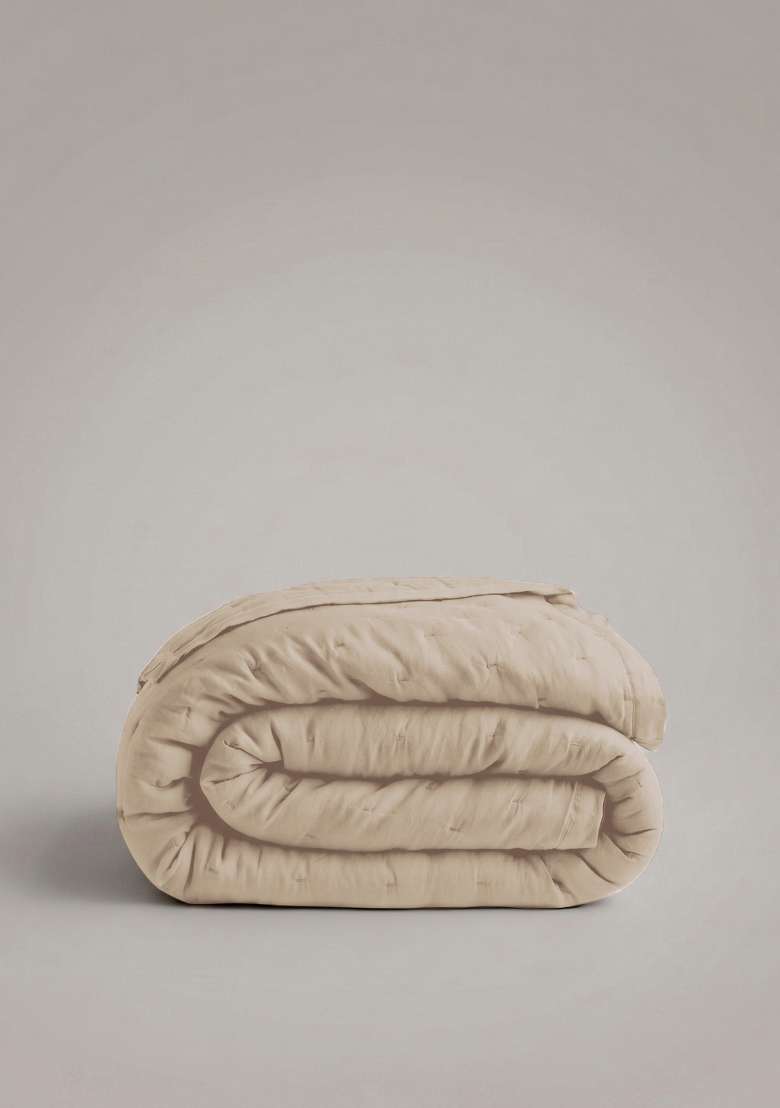 Tan European Linen dream quilt - Indya
