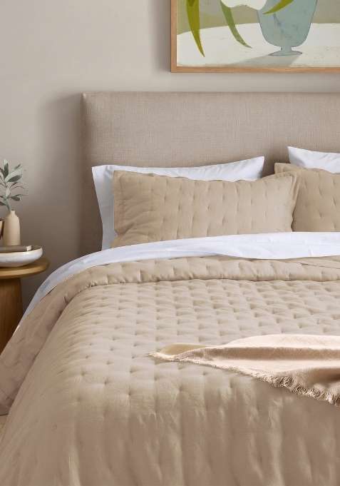 Tan 100% Linen European Linen dream quilt