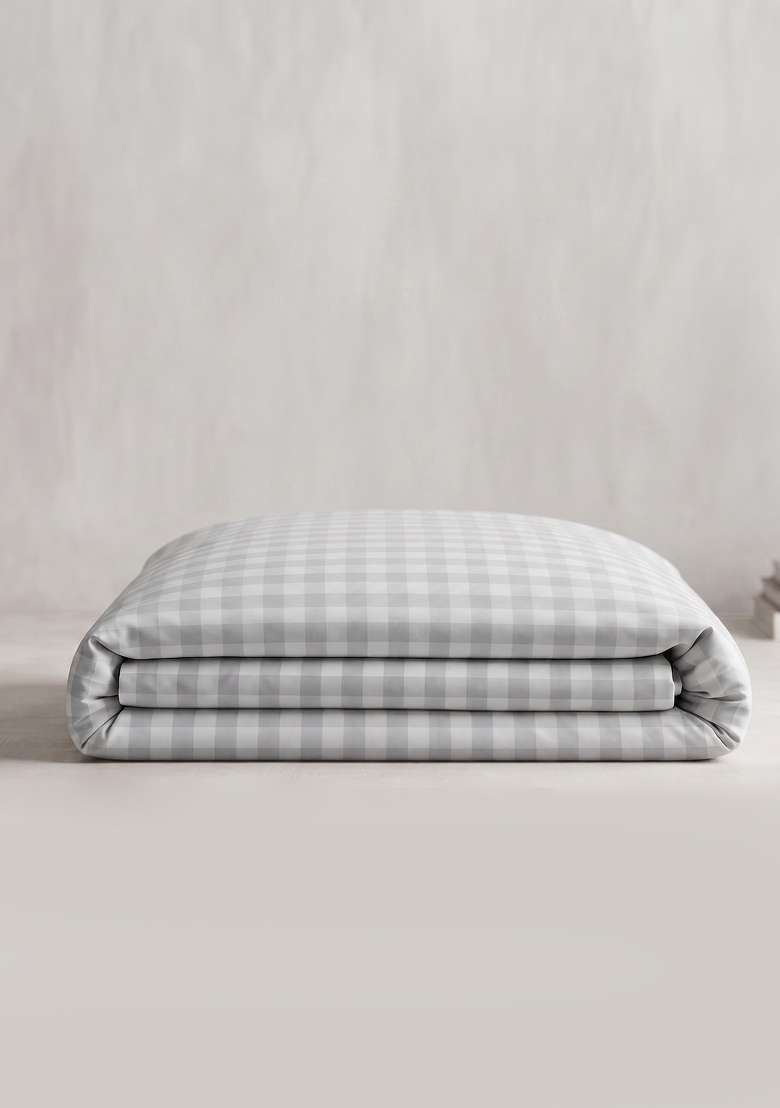 Blue Organic Cotton Gingam Checked Duvet Covers - Indya