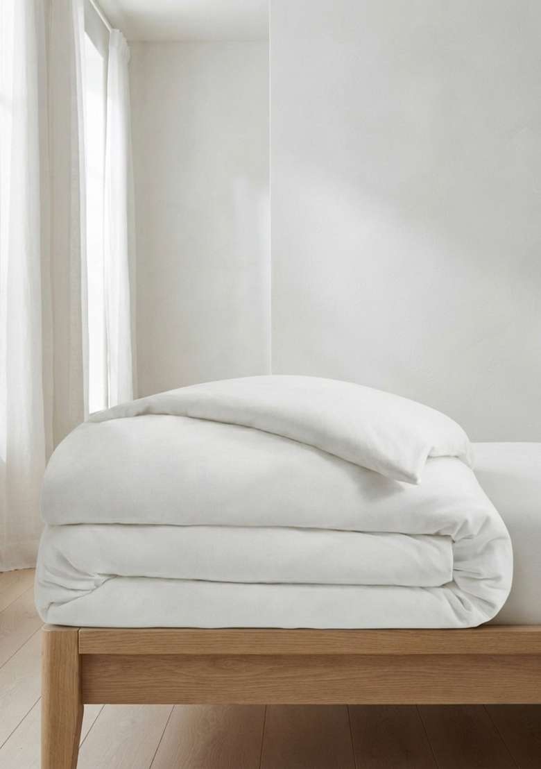 White Organic Cotton Jersey Solid Duvet Covers - Indya