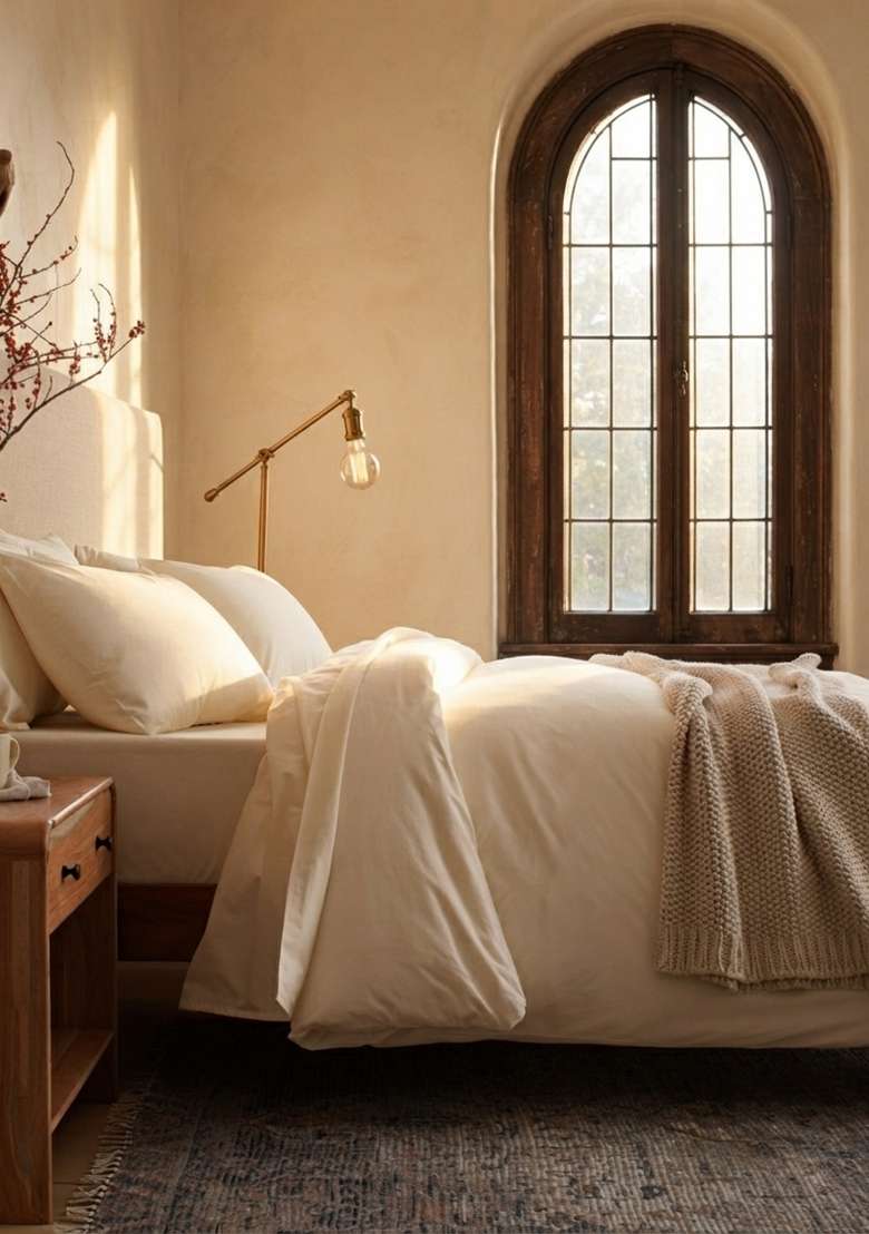 Ivory Organic Brushed Cotton Solid Duvet Covers - Indya