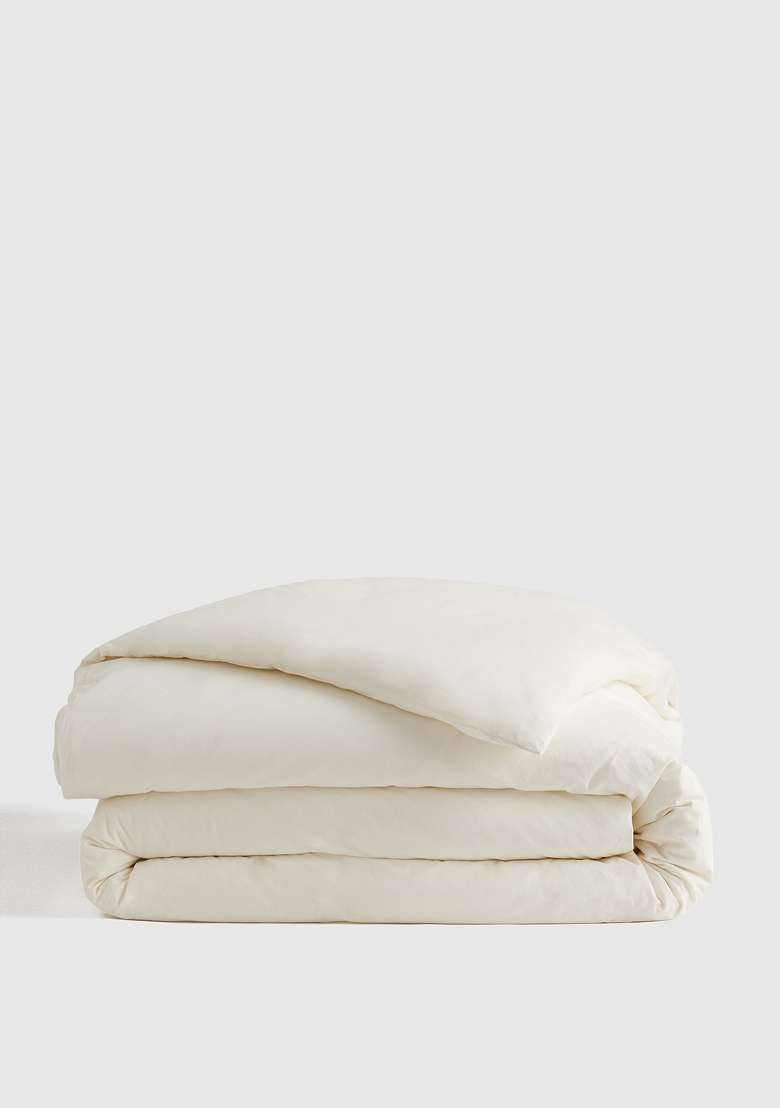 Ivory Organic Brushed Cotton Solid Duvet Covers - Indya