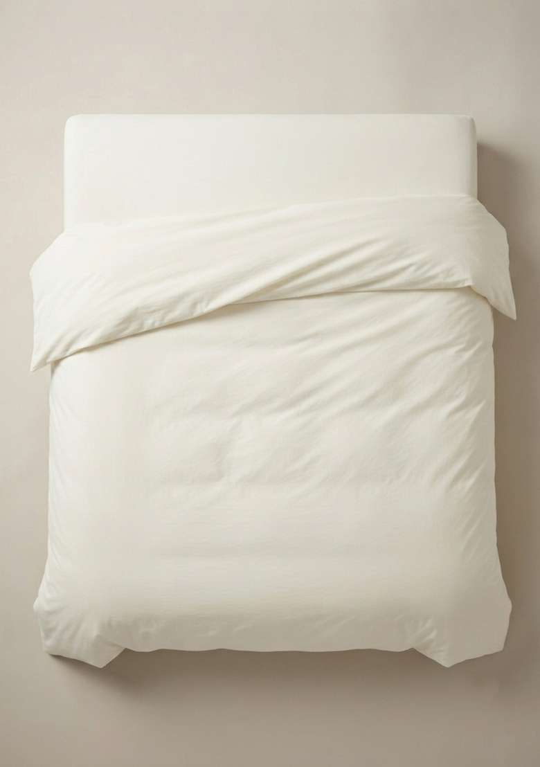 Ivory Organic Brushed Cotton Solid Duvet Covers - Indya