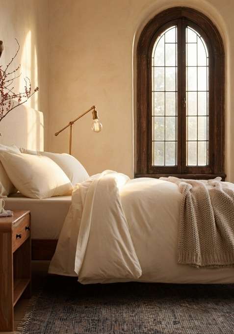 Ivory Organic Brushed Cotton Solid Duvet Covers