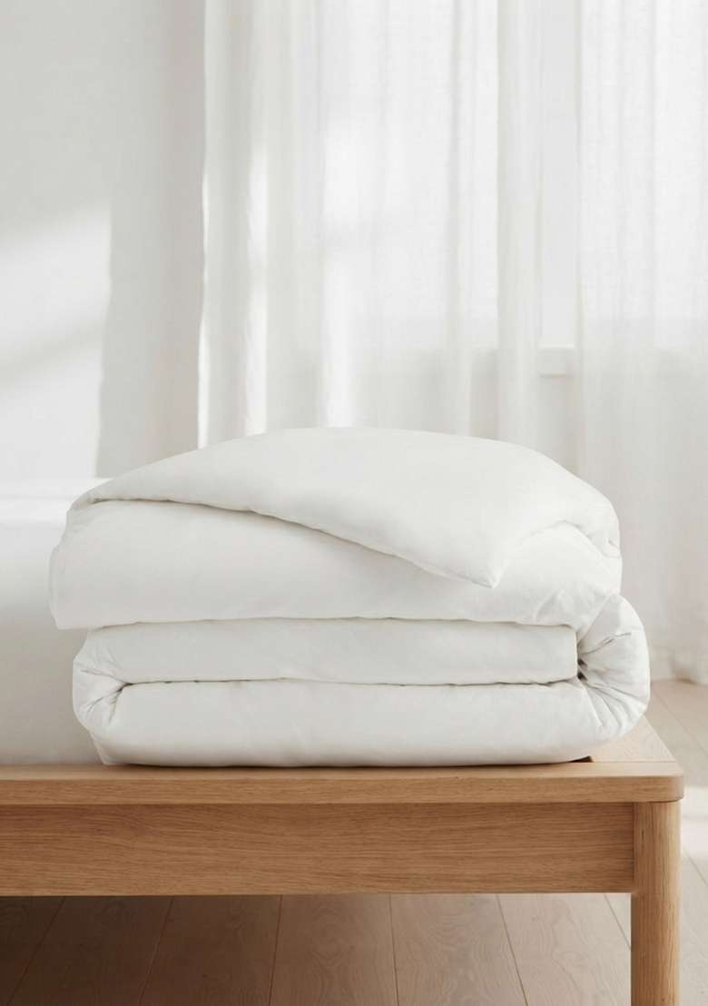 White Organic Brushed Cotton Solid Duvet Covers - Indya