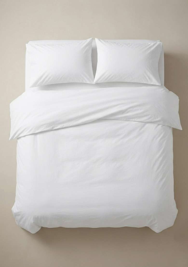 White Organic Brushed Cotton Solid Duvet Covers - Indya