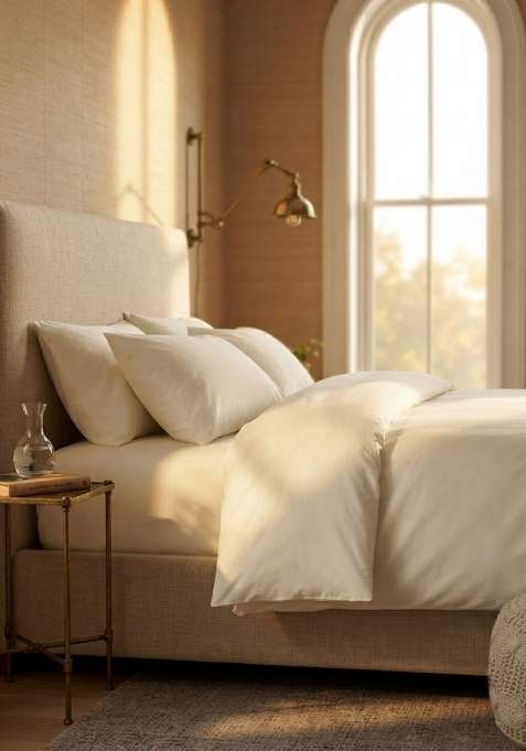 Ivory Organic Brushed Cotton Solid Duvet Cover Sets